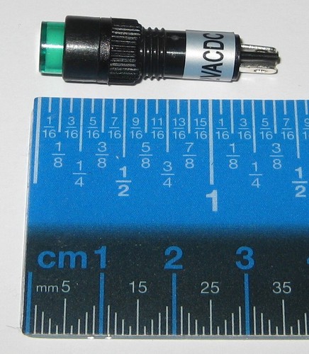 Panel Mount Round Mini LED 8 mm 12 V AC / DC Indicator - Green - Plastic Case - Picture 6 of 7