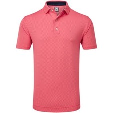 Image of Footjoy Lisle Dot Print Polo Red Navy Mens