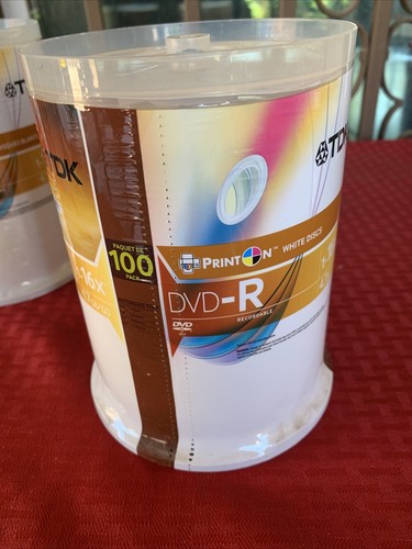 TDK DVD-R 1-16x Print On White Disques Discs 100 Pack Spindle 4.7GB 1-16X NEW - Picture 7 of 9