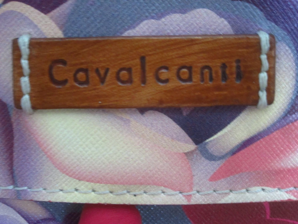 Bolso Bandolera Cavalcanti Cuero Floral Taupe Rosa Verde Borlas Hecho en Italia Foto 3 de 4