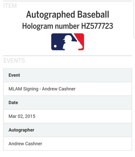 Andrew Cashner Signed Rawlings Official MLB Baseball MLB Authenticated - Picture 8 of 8