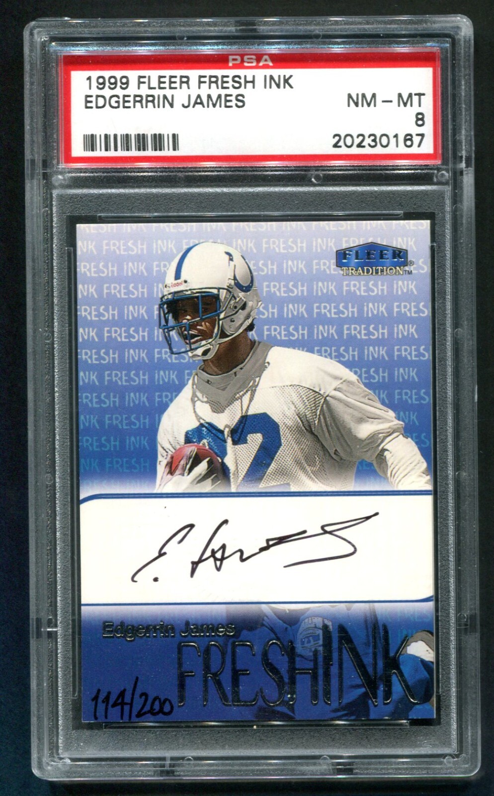 Edgerrin James Fleer Tradition Fresh Ink # Base