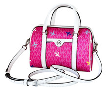 MICHAEL KORS TRAVEL SM DUFFLE CROSSBODY BAG MK HOT PINK MULTI (LIMITED EDITION)
