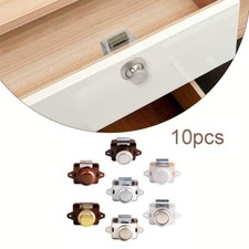10pcs Easy To Operate Push Button Catch Locks For Cabinets And-Drawers