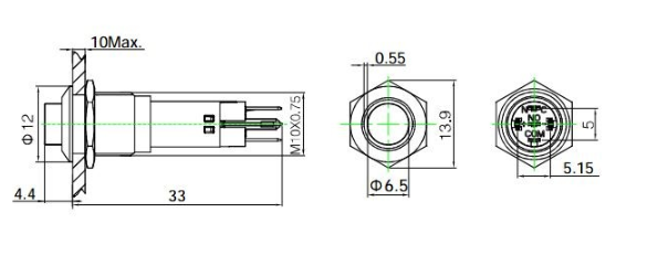 Tesi MIMMO Pulsante Kill Switch 10MM LED Per Chitarra, Nero/Rosso - Pulsante Momentario