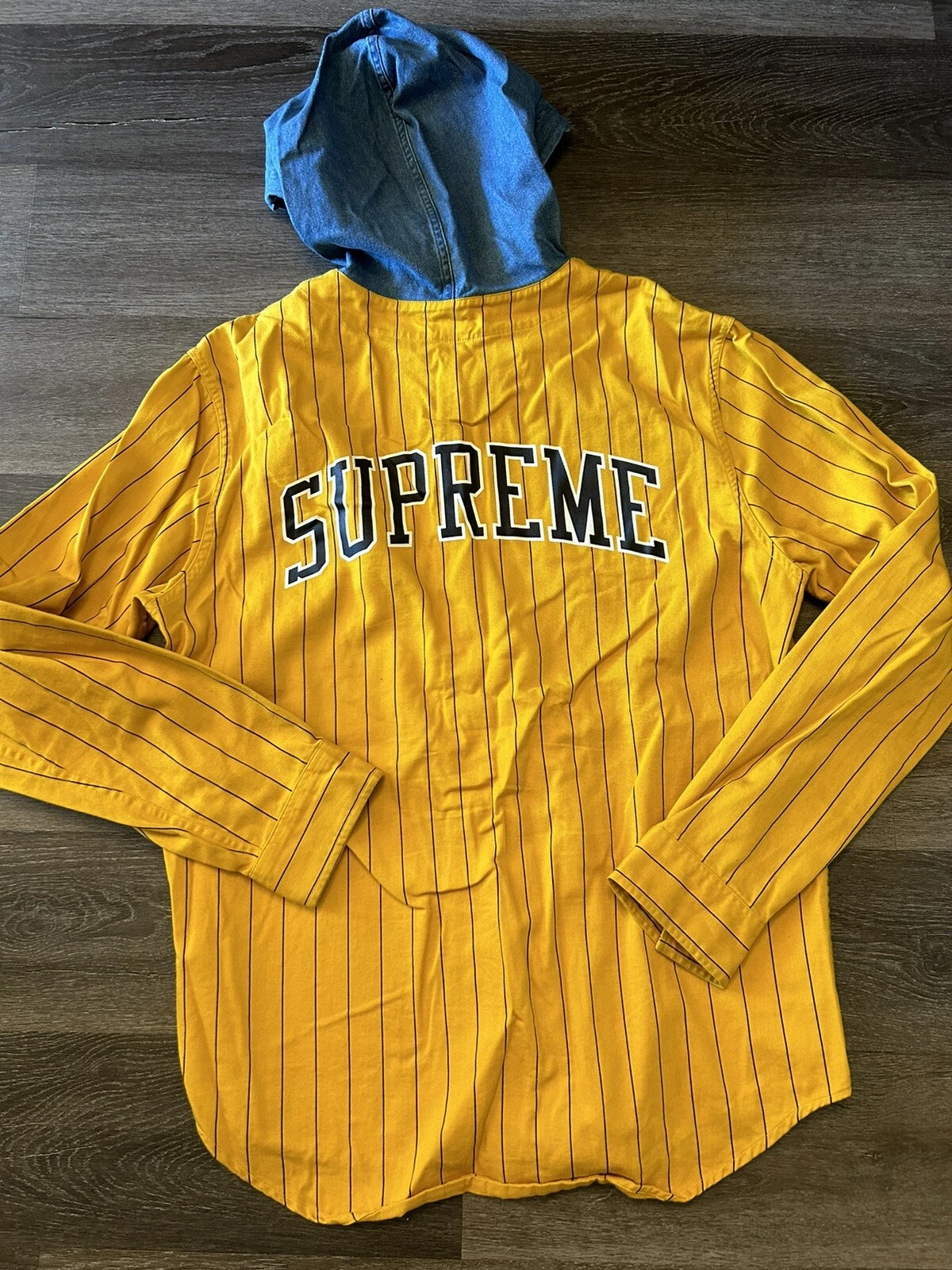 2014 Supreme Denim Hood Baseball Shirt (Large)
