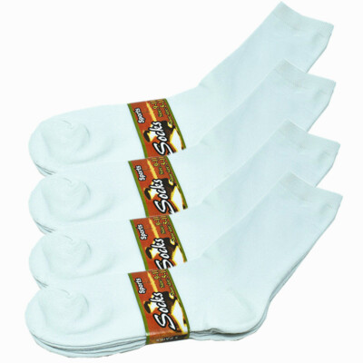 3-12 Pairs Women Girl Cotton Casual Solid White Classic Crew Socks Size 9-11