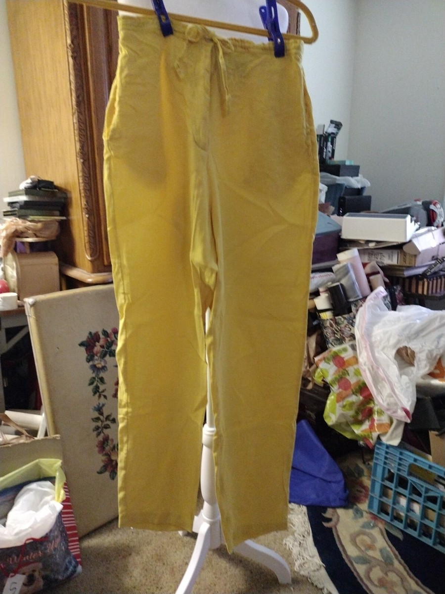 Silk Womens Silk blend Dress Pants Size M Straight Leg Yellow Vintage