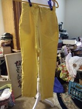 Silk Womens Silk blend Dress Pants Size M Straight Leg Yellow Vintage         