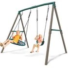 500lb 7.5ft Metal Swing Set for Backyard Heavy Duty Swing Set with 2 Tree Swings