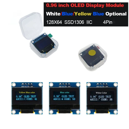 0.96" OLED Display I2C/IIC 128x64 Punkte SSD1306 Anzeige Blau-Gelb Modul Farben