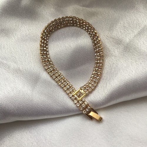 Elegant Women's Gold Plated Cubic Zirconia Link Chain Bracelet Gift - One Size - Picture 5 of 7