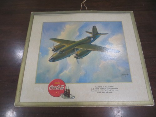 MARTIN B26 MARAUDER U.S.ARMY MED RANGE BOMBER DRINK COCA COLA BUTTON ON SIGN
