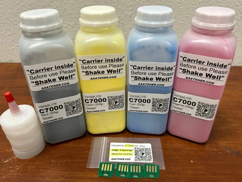 (200g x 4) Toner Refill for Xerox VersaLink C7000, C7000N, C7000DN + 4 Chips