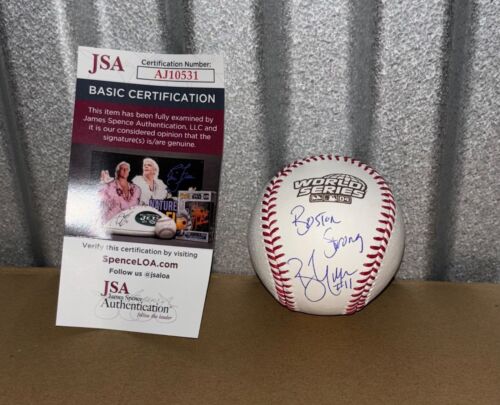 Bill Mueller Signed 2004 World Series Baseball Boston Strong Insc Red Sox JSA N2