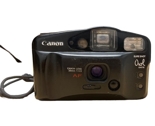 Canon Sure Shot Owl Date AF 35mm Point & Shoot Film Camera 1:4.5 Tested Works