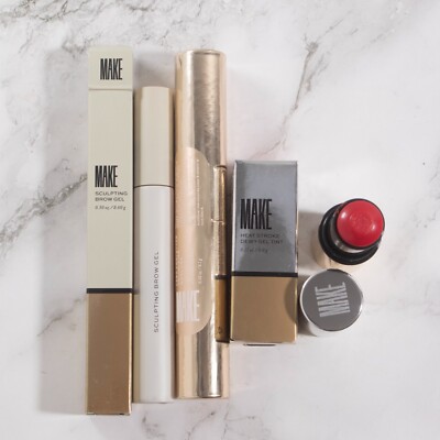 MAKE bEAUTY Brow Gel Mascara & Dewy Creme Rouge Make-up Bundle Set UVP80 