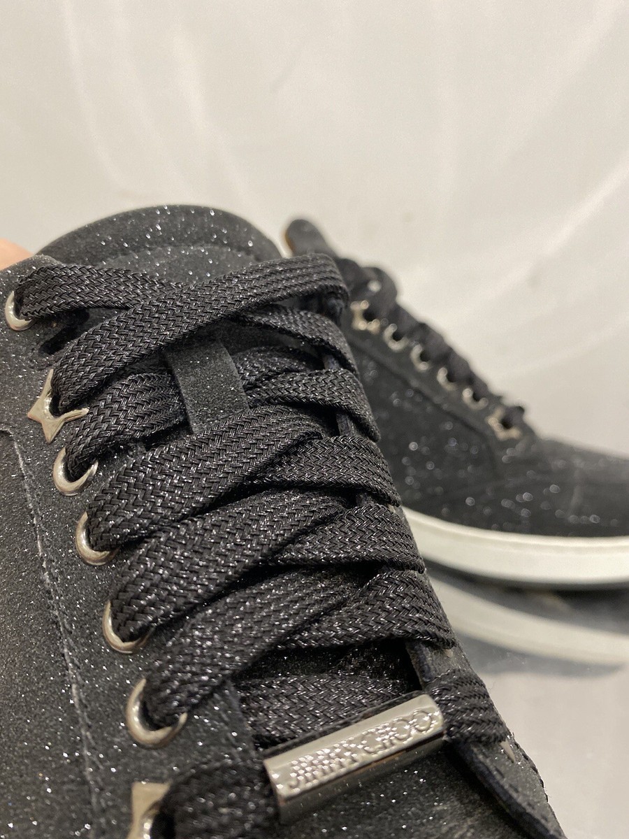 Jimmy Choo Black Sliver Glitter Velvet Patent Leather Slip-on Sneakers Shoes JIMMY CHOO Size 11 Velvet Glitter Devore Sloan Black Silver  main image 2