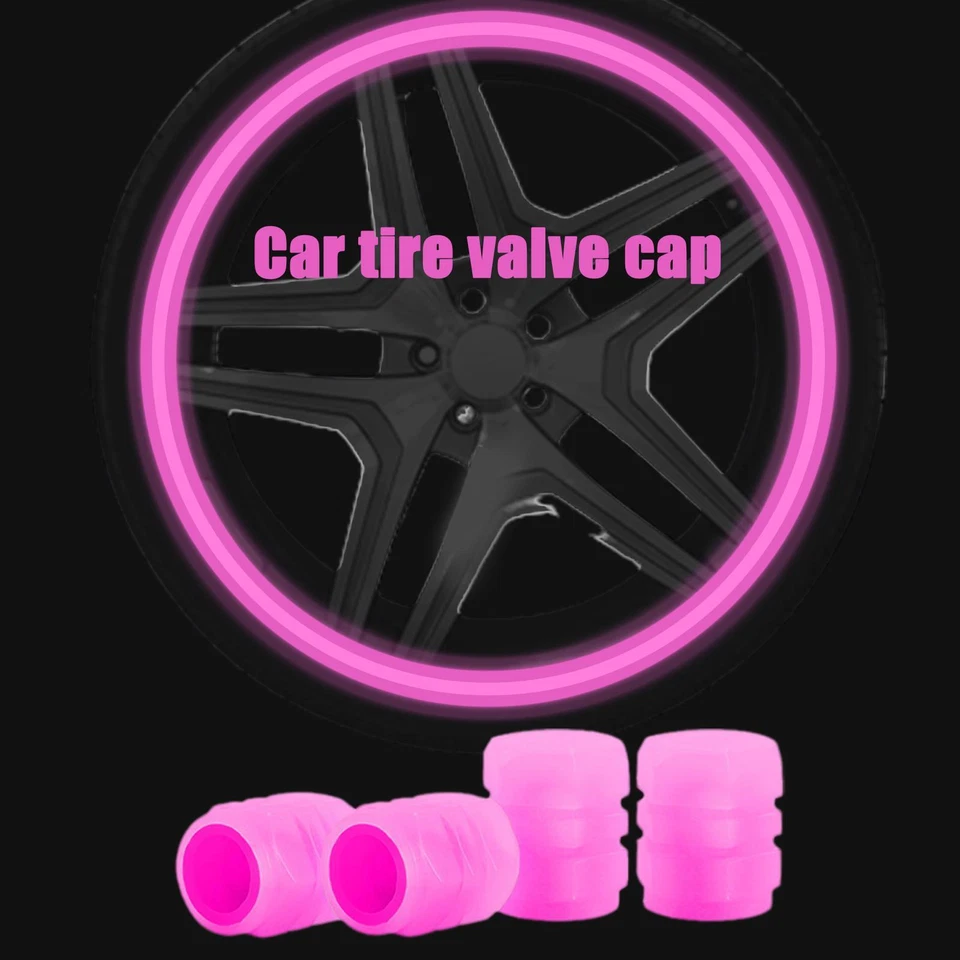 4x Luminous Car Tire Valve Caps Valve Stem Cover Air Dust Wheel Rim Glowing Cap - Image 4 of 4