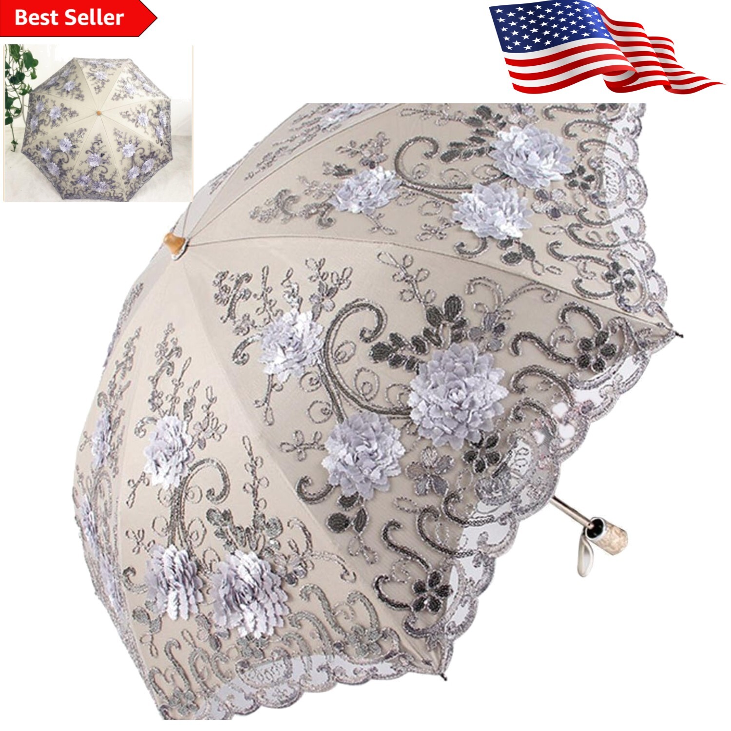 Vintage Style Lace Sun Parasol Umbrella - Exquisite Design for Vintage Style Lace Sun Parasol Umbrella - Exquisite Design for