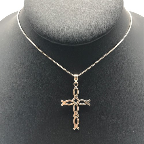 Vintage 925 Sterling Silver Religious Cross Christian Pendant Chain ...