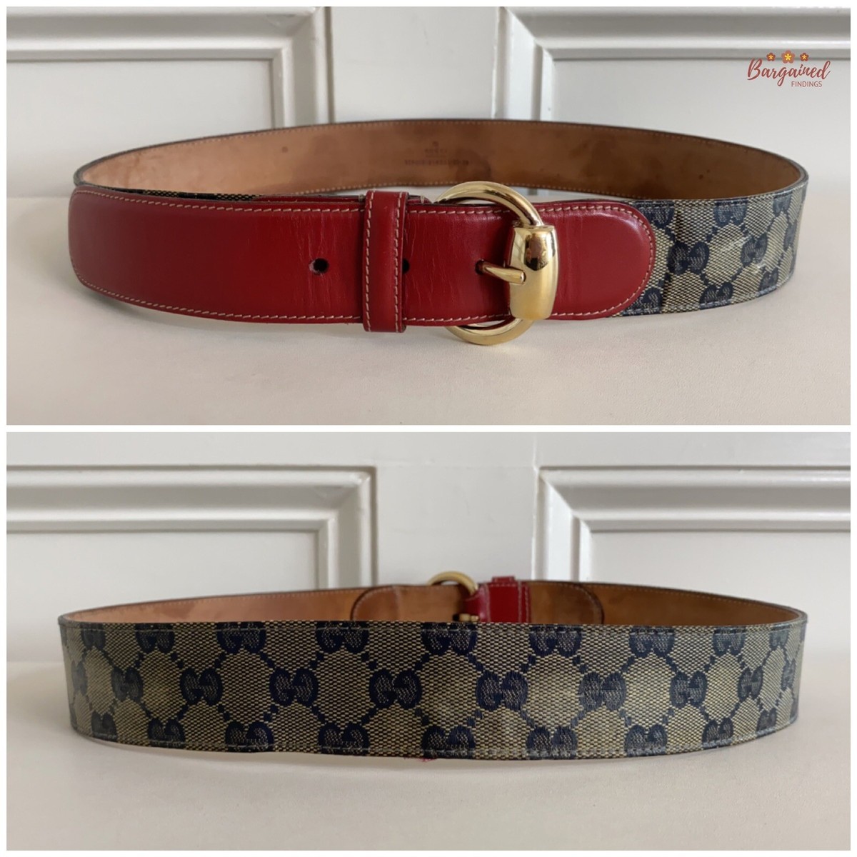 Auth GUCCI Beige/Blue/Red GG Crystal Coated Canvas Horsebit
