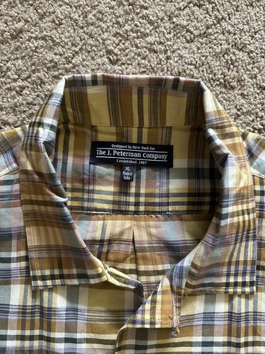 Size XL - J Peterman Ikat Madras Plaid Shirt Mother Of Peal Buttons NWOT - Picture 2 of 6