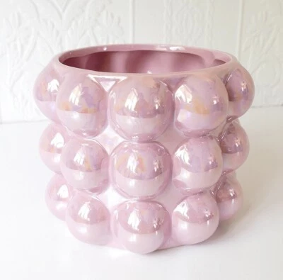 Blumentopf Pflanztopf Pflanzschale Übertopf Bubble rosa Perlmuttglanz 16cm Ø - Bild 1 von 3