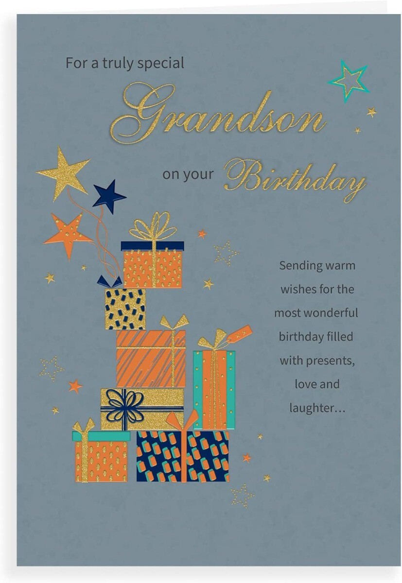 For A Truly Special Grandson On Your Birthday. 23x15cm (9x6 Inches)