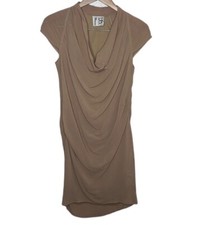 CO-OP Cowl Neck Neutral Ruch Knee Length Dress Women Size S BLEMISH