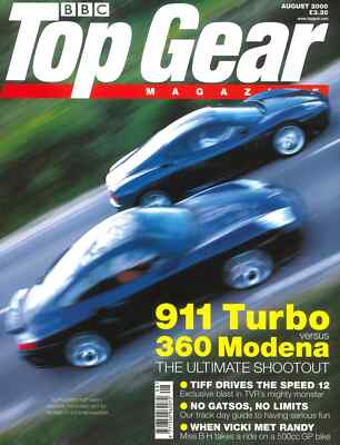 BBC Top Gear Magazine Issue #83, Porsche 911 Turbo, Ferrari 360, Lotus, Aug 2000