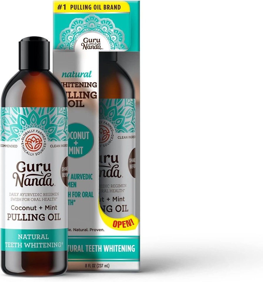 Guru Nanda Coconut Mint Whitening Pulling Oil Mouthwash 8 FL OZ 2 Pack eBay