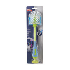 2-In-1 Bottle and Nipple Cleaning Brush with Suction Base, Blue/Green