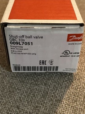 Danfoss 009L7051 3/8in Shut Off Ball Valve ODF GBC 10s Multiple Refrigerant MWP 