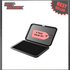 Fingerprint Ink Pad 6 Pack Ultra Black Quick Dry Non Toxic Large 6.2 Inches for