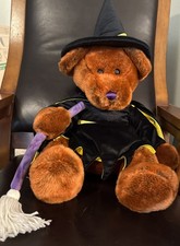 VTG Caltoy Large Halloween Witch Bear Plush With Broom, Hat  Cape 29 Inches