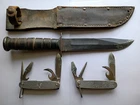Camillus Military Knives - USMC WW2 Combat Knife & 2 MIL-K-818 Pocket knifes