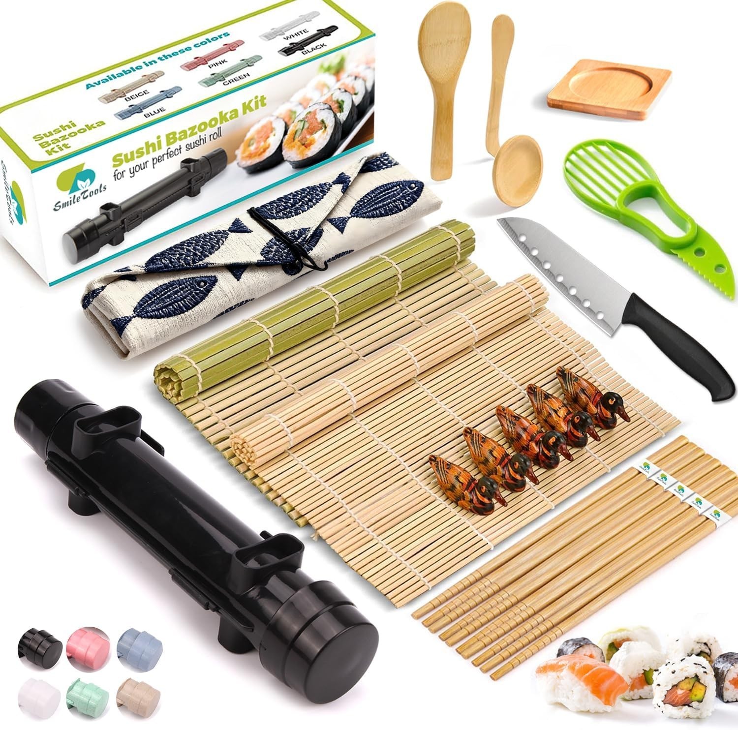 Kit para hacer sushi - Juego completo de 22 piezas para hacer sushi para principiantes o profesionales -...