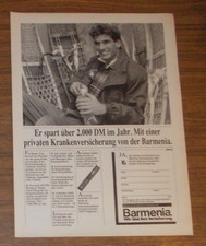Seltene Werbung BARMENIA Versicherung - Er spart &uuml;ber 2000 DM im Jahr 1989