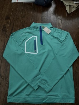 NWT Peter Millar 1/4 Zip Forge Performance Long Sleeve Billiard Green Sz Medium