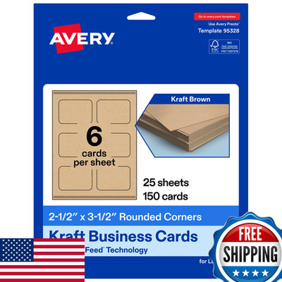 Avery bedruckbare rechteckige abgerundete Ecke Visitenkarten Sure Feed Technologie