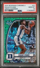2024 BOWMAN CHROME UNIVERSITY GREEN SHIMMER #27 ISAIAH EVANS PSA 10
