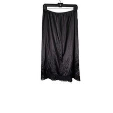 Sears Half Slip Women XL Black Vintage Lace Trim Antron III Nylon USA