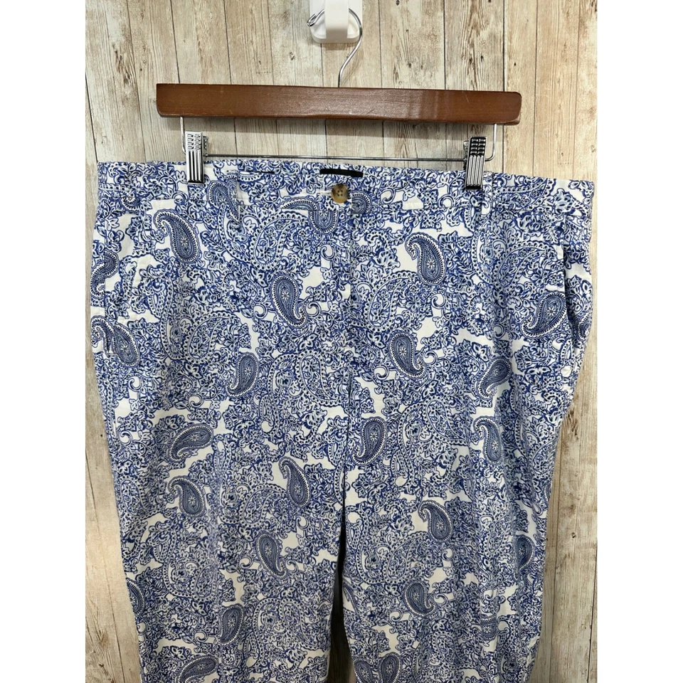 Talbots Relaxed Chino Pants Women's 14 Blue White Paisley Print Casual vacation - Image 3 of 4
