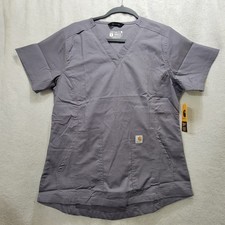 Carhartt Scrub Top Womens Med Gray Rugged Flex Modern Fit Ripstop MT2118-W