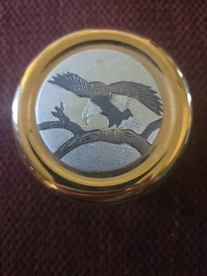 24kt Gold Rim Trinket Box with EAGLE On Lid Original Choken Collection