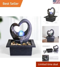Tabletop Water Fountain, Zen Meditation Indoor Waterfall Fountain, Heart Shap...
