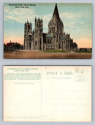 New York, NY-New York Cathedral St Johns Divine Gothic Landmark Vintage Postcard