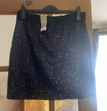 George Women's Black Sequin Mini Skirt Party/Cocktail Solid Regular Size 14