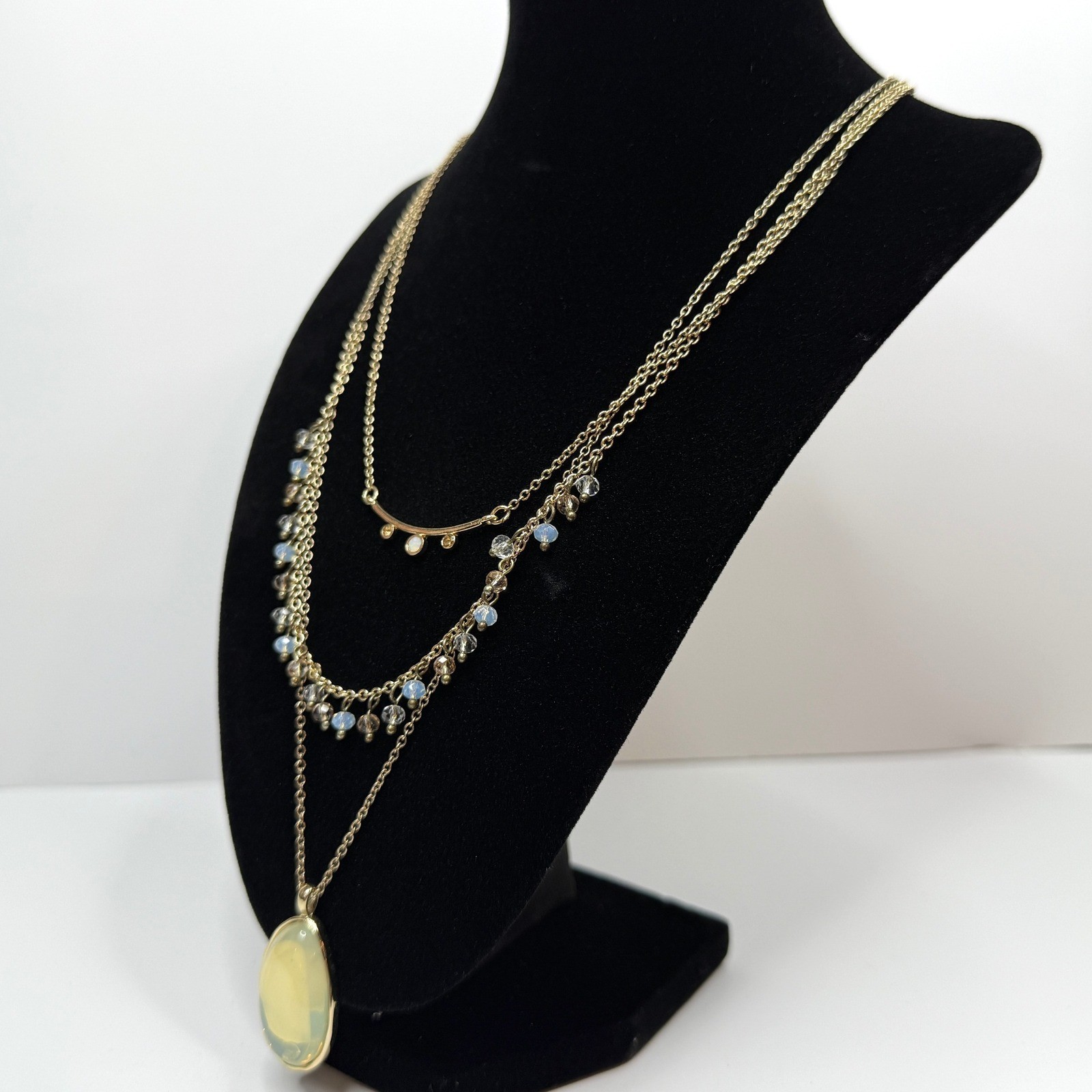 Multi-Strand Layered Statement Necklace Gold Tone… - image 3